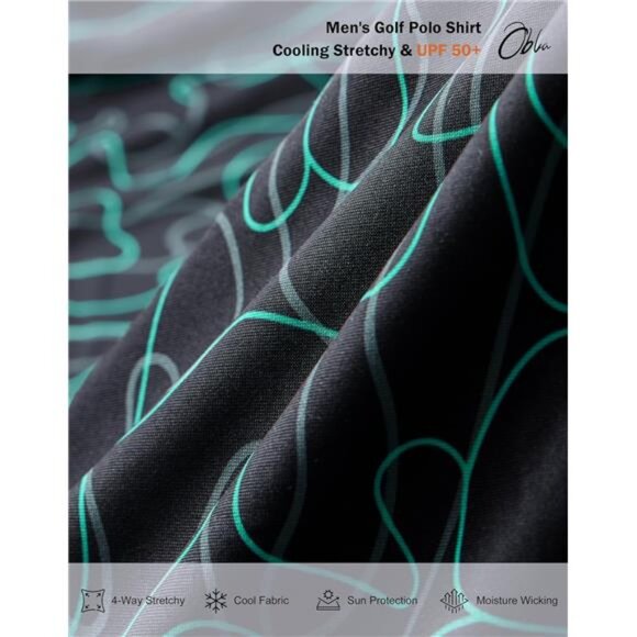 Men's Golf Polo Shirts Short Sleeve Dry Fit Performance Moisture Wicking Tshirts - Picture 5 of 6